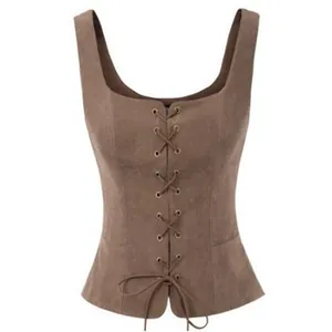 Gilet à Lacets Médiéval de la Renaissance Style Cour Vintage Gentilhomme Gothique Gilet Spectacle Scénique Costume Cosplay Pour Hommes Femmes