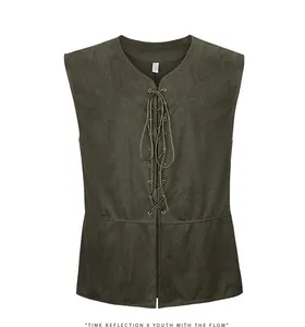 Gilet à lacets pour hommes style médiéval renaissance pirate gothique steampunk vert