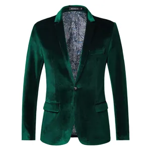 Hochwertiger dunkelgrüner Samt-Blazer für Herren mit schickem Paisley-Muster im Innenfutter