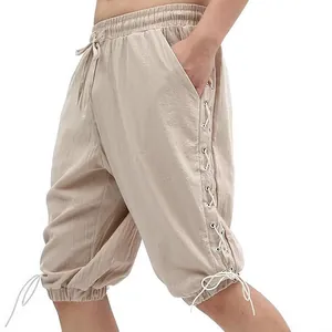 Pantaloni da Uomo Costume Medievale Vichingo Pirata Rinascimentale con Lacci Pantaloni Casual Larghi Retrò Performance per Uomo