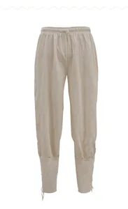 Pantalones de pirata vikingo medieval para hombre en beige de lino y algodón