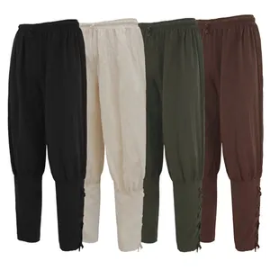 Pantalones de cosplay medievales para hombre con cordones en cuatro colores.
