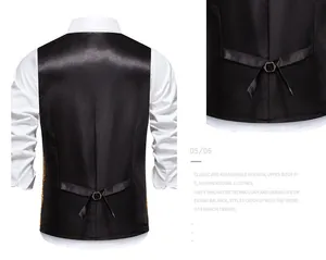 Back view of professional men's sequin performance vest with adjustable satin buckle strap