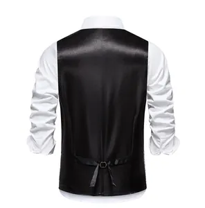 Back view of men's sequin performance vest with adjustable waist cinch