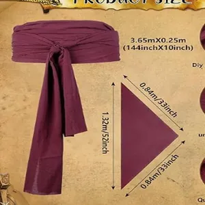 Detailoverzicht van bordeauxrode piratensjerp en driehoekige hoofddoek met maten