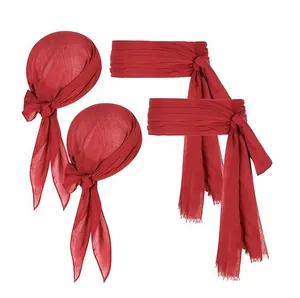 Set van dieprode piratenhoofddoek en sjerp voor Halloween-kostuums