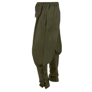 Medieval men's vintage pirate pants with lace-up cuffs for cosplay and stage costume