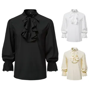 Heren steampunk shirt met ruches lange mouwen voor middeleeuwse Halloween kostuums