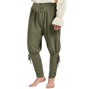 Herren Mittelalterliche Vintage Hose Retro Renaissance Schnürung Ösen Knöchelhose Baumwollmischung Gothic Lockere Bottom Hose