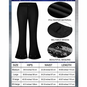 Pantalon pattes d'eph disco années 70 pour hommes avec paillettes et guide des tailles