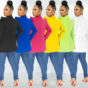 Stylish solid color women's blazers with pleated long sleeves in multiple colors
