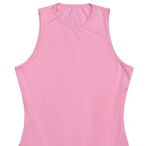 Macro view of a pink round neck sleeveless dress showing smooth elegant fabric texture