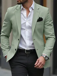 Herren Light Business Casual Slim Fit Blazer Reverskragen Doppelknopf Anzugjacke für Party Bankett Hochzeit Profi Top