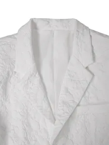 Elegante witte heren colbert met verfijnd bloemen jacquard patroon voor galafeest