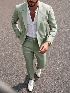 Ensemble De Costume Homme Business Moderne Polyester Revers À Crante Blazer Et Pantalon Pour Mariage Dîner Occasion Formelle