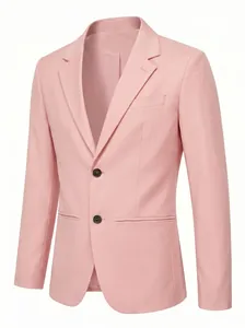 Detailansicht eines hellrosa Herren-Blazers in Slim-Fit-Passform mit zwei Knöpfen