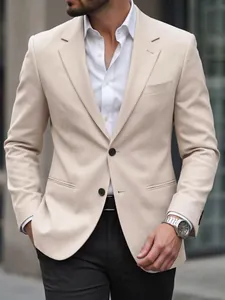 Eleganter hellbeiger Herren-Slim-Fit-Blazer für formelle Geschäfts- und Party-Anlässe