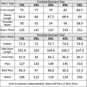 Tabla de tallas de traje de rayas para hombre con medidas de chaqueta y pantalón