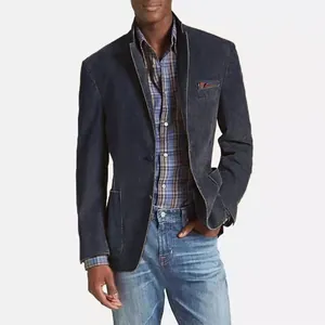 Hochwertiger Herren-Freizeit-Denim-Blazer in dunkler Waschung mit klassischer Passform
