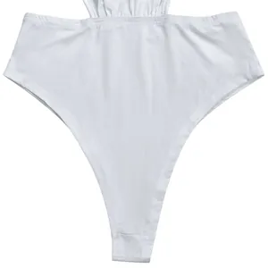 Detail view of white high-cut sexy mesh lace bodysuit showing fabric and stitching