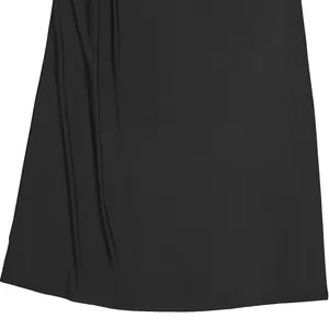 Close-up detail showing the smooth texture of black stretch fabric for a bodycon halter dress