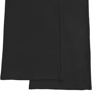 Detailed macro view showing the high-quality hem stitching on a black jumpsuit fabric