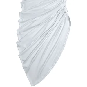 Detailed close-up showing the elegant white pleated fabric on a sexy bodycon dress