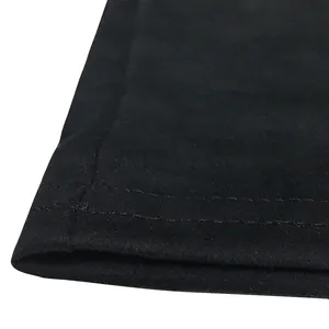 Detailed close-up showing the double-stitched hem on a black fashion casual set fabric