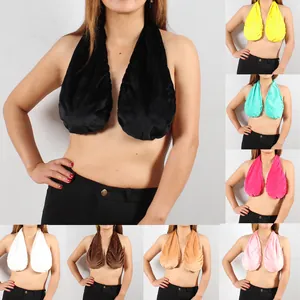 Soft adjustable halter neck towel bra for large breasts in multiple solid colors