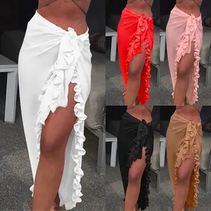 Gonna pareo da spiaggia sexy con volant da donna per protezione solare e moda estiva mare