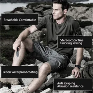 Short cargo tactique robuste pour homme avec revêtement Téflon pour l'extérieur