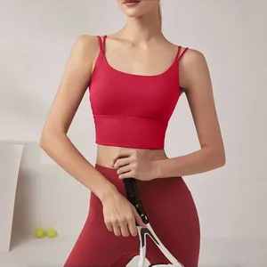 Women Sexy Backless Sports Tank Top Double Straps Tight Quick Dry Gym Yoga Activewear Top Breathable Fitness Workout Top