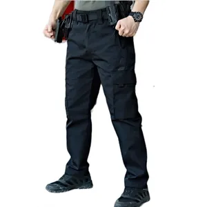 Schwarze taktische Cargohose für Herren, wasserdicht mit vielen Taschen für Outdoor-Training