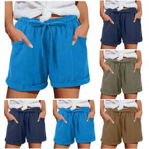 Pantaloncini larghi a vita alta con coulisse da donna, disponibili in cinque colori
