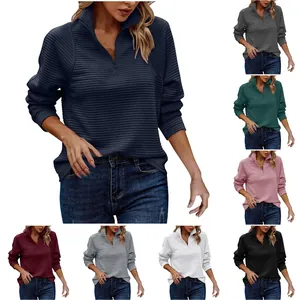 Detailed collage of half-zip ribbed sweatshirts in various colors for women's autumn style