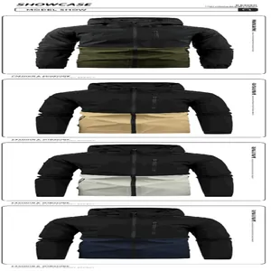 Detailed showcase of men's color-blocked hooded windbreaker jackets in four stylish colors