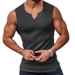 Men's cooling quick-dry ribbed tank top sleeveless muscle vest for summer gym sports