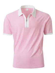 Herren Sportlich Lässig Farbblock Poloshirt Mit Halbreißverschluss Polyester Kurzarm Top Atmungsaktiv Schnelltrocknend Sport Golfshirt