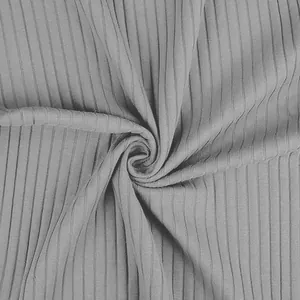 Close-up of grey ribbed fabric texture for men's high elastic v-neck polo shirt