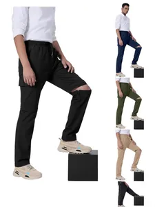 Men's Zip-Off Cargo Pants Waterproof Breathable Multi-Pocket Outdoor Casual Pants Straight Leg Drawstring Trousers For Men
