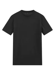 Vista dettagliata della t-shirt sportiva da uomo nera con trama a nido d'ape