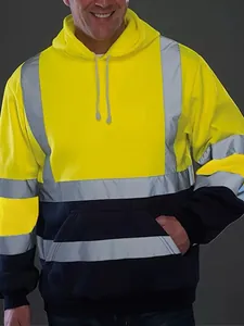 High-visibility men's reflective hoodie with fleece lining for outdoor safety