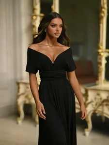 Elegantes schwarzes Multiway-Bandage-Abendkleid für Bankette oder festliche Anlässe.