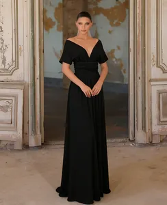 Elegantes schwarzes Multi-Way-Abendkleid mit plissiertem Bandage-Taillendetail