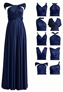 Atemberaubendes marineblaues wandelbares Maxikleid für Brautjungfern und formelle Partys