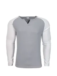 Herren Waffelstrick-Raglan-Oberteil in Grau und Weiß, schmal geschnittene Passform