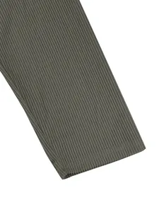 Detail view of olive green ribbed sleeve cuff on men's casual corduroy sweatshirt