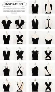 Detailed guide showing 24 ways to style a black multi-way convertible bandage pantsuit