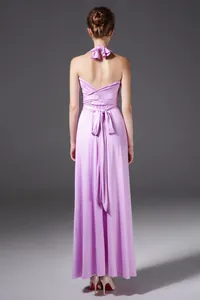 Back view of elegant lavender multi-way maxi dress featuring a stylish wrap waist detail