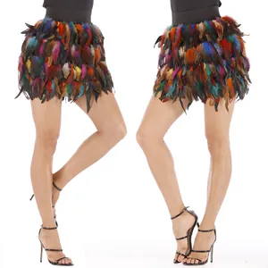 Luxe Kunstveren Rok Dames Onregelmatige Minirok Podium Optreden Kostuum Voor Jazzdans Sexy Clubwear Bottom